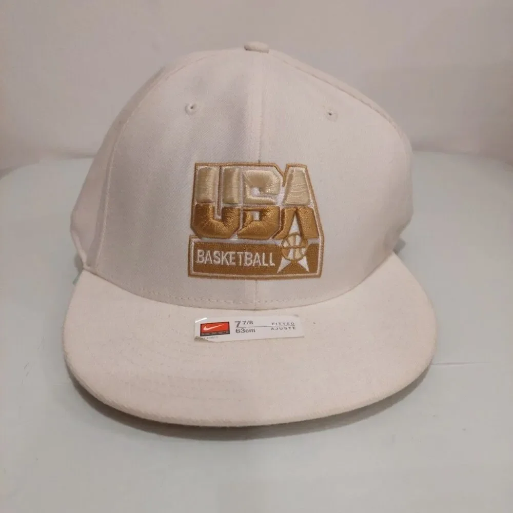 Nike Gold Medal Dream Team USA Basketball White Hat Vintage 7 7/8 63 cm